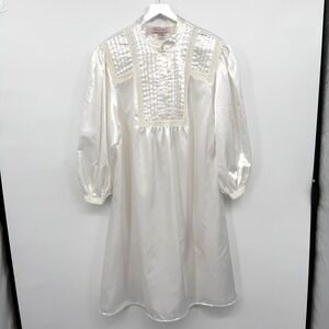 Vintage Vandemere Satin Nightgown Size Large Pintuck Victorian Coquette White